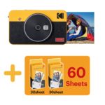 Kodak Mini Shot 2 Retro | 68-Sheet Bundle | Portable Wireless Instant Camera & Photo Printer, Compatible with iOS & Android and Bluetooth Devices, Real Photo (2.1×3.4) 4Pass Technology – Yellow