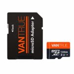 Vantrue 128GB U3 V30 Class 10 MicroSDXC UHS-I 4K UHD Video Monitoring Memory Card with Adapter for Dash Cams, Body Cams, Action Camera, Other Surveillance & Security Cams