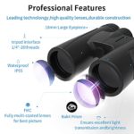 Borio 12×42 Roof Prism Binoculars for Adults with Universal Phone Adapter, HD Professional Binoculars for Bird Watching Travel Stargazing Hunting Concerts Sports-BAK4 Prism FMC Lens