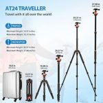 GEEKOTO 58” DSLR Tripod, Compact Aluminum Alloy Lightweight Camera Tripod with 360 Degree Panorama Ball Head, Professional Camera Tripod for Travelling, Learning and Working