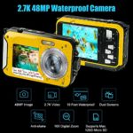 Waterproof Camera Waterproof Digital Camera Full HD 2.7K 48MP Underwater Camera for Snorkeling | Dual Screen | 16X Digital Zoom | Flashlight | 10 Feet Waterproof