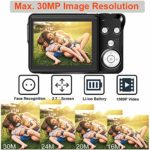 Digital Camera,30MP Compact Camera,2.7 inch Pocket Camera,Rechargeable Small Digital Camera for Kids,Students,School,Children,Photography with 8X Digital Zoom(32GB SD Card Included,1 Battery)