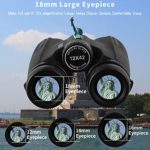 12×42 HD Professional Binoculars for Adults with Phone Adapter: High Power Waterproof Compact and Low Light Night Vision Binoculars with BAK4 Prism FMC Lens for Bird Watching Hunting Traveling Hiking