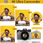 VETEK 4K Digital Camera, 48MP 16X Digital Zoom Flip Screen Autofocus Camcorder for Photography on YouTube, with Wide-Angle Lens and Macro Lens, 32G Micro Card, 2 Batteries (Gray)