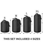 Selens 4 Pack Lens Cases with Thick Protective Neoprene Camera Lens Pouch Set for DSLR Camera Lens Sony Nikon Olympus Panasonic – Size: Small, Medium, Large and Extra Large Pouches