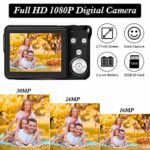 Digital Camera 2.7 inch 30MP HD Camera Compact Camera Pocket Camera,8x Digital Zoom Rechargeable Small Digital Cameras for Kids,Beginners