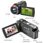 Camcorder 1080P Video Camera YEEHAO 36MP 3.0 Inch IPS Touch Screen IR Night Vision 16X Digital Zoom Camcorder with External Microphone Handheld Stabilizer Remote Control