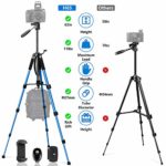 JOILCAN 65” Camera Tripod, Aluminum Lightweight Phone/Tablet Stand 11 lbs Load with Universal Phone/Tablet Mount,2PC Quick Plates for Traveling,Live Streaming, Video Recording?Blue?