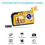 Waterproof Camera 4K Underwater Cameras 56 MP Waterproof Camcorder Camera Dual Screen TFT Displays Selfie Video Recorder Waterproof Digital Camera for Snorkeling (810BU)… (810DY)
