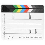 Professional Movie Directors Clapboard, Photography Studio Video TV Acrylic Clapper Board Dry Erase Film Slate Cut Action Scene Clapper with Color Sticks 9.6×11.7 inch/25x30cm, White