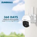 Security Camera Outdoor Wireless WiFi, Zumimall Pan Tilt Camera with 15000mAh Battery Powered for Home Surveillance, Motion Alert, 1080P Night Vision, 2-Way Audio, Waterproof, Encrypted Cloud/SD Slot