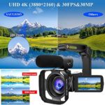 Video Camera Camcorder 4K Digital YouTube Vlogging Camera, 56MP 18X Digital Zoom Camcorder 3 in Touch Screen Camcorder with Microphone Handhold Stabilizer