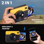 Kodak Mini Shot 3 Retro 3×3” Portable Wireless Instant Camera & Photo Printer, Compatible with iOS, Android & Bluetooth, Real Photo HD 4Pass Technology & Laminated Finish, Premium Quality – White