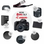 Canon EOS Rebel SL3 Digital SLR Camera (Black) + EF-S 18-55mm f/4-5.6 IS STM Lens + 58mm 2X Professional Telephoto & 58mm Wide Angle Lens + 64GB Memory Card + DC59 Case + Tripod + Slave Flash + Remote