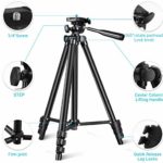 ?New Version? Phone Tripod, Premium Aluminum Alloy Camera Tripod with Cell Phone Mount & Remote Shutter, Professional 50″ Extendable Portable Tripod Stand, Compatible with iOS/Android