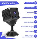 Mini Spy Camera 1080P Wireless WiFi Hidden Camera with Live Feed App and Night Vision, Portable Nanny Cam Baby Monitor with Motion Detection Alerts for Home/Car/Indoor/Outdoor-Built-in Battery
