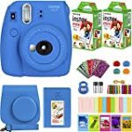 FujiFilm Instax Mini 9 Instant Camera + Fujifilm Instax Mini Film (40 Sheets) Bundle with Deals Number One Accessories Including Carrying Case, Color Filters, Photo Album + More (Cobalt Blue)