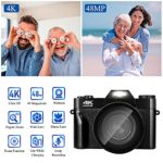 Digital Camera, 4K 48MP Vlogging Camera Camcorder for YouTube, 16X Digital Zoom YouTube Camera 3.0 Flip Screen Blogging Camera with SD Card for Photography