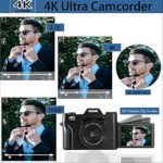 VETEK 4K Digital Camera, 48MP 16X Digital Zoom Flip Screen Autofocus Camcorder for Photography on YouTube, with Wide-Angle Lens and Macro Lens, 32G Micro Card, 2 Batteries (Black)