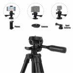 Polarduck Camera Mount Phone Tripod Stand: 51-Inch 130cm Lightweight Travel Tripod for iPhone with Remote & Phone Holder & GoPro Adapter Compatible with iPhone & Android Cell Phone | Matte Black