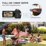 IEBRT Video Camera Camcorder, Digital Camera Recorder Full HD 1080P 30FPS 24MP 3.0 Inch 270 Degree Vlogging Camera for YouTube Rotation LCD 16X Digital Zoom Camcorder and Battery