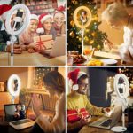 Video Conference Lighting for Laptop Computer, 10.5” Desk Ring Light with Phone Holder for Zoom Meetings/Video Calls/Makeup/Live Stream/Photo, Dimmable Ringlights for iPhone/Camera/Webcam Lighting