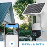 Solar Security Camera Outdoor Wireless Pan Tilt Battery Powered Auto Tracking 1080P WiFi PTZ Camera Home Surveillance PIR Motion Detection Two-Way Audio Color Night Vision SD/Cloud Storage