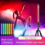 LUXCEO Handheld Photography Light Professional LED Video Light Wand 12 Lighting Mode, Stepless Dimming,CRI?95 IP68 Waterproof with10400mAH Rechargeable Battery 3000k 5750k RGB Colorful Stick