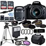 Canon EOS 2000D (Rebel T7) DSLR Camera w/Canon EF-S 18-55mm F/3.5-5.6 Zoom Lens + Case + Sandisk 128gb Ultra Memory Card with Inspire Digital Cloth (Renewed)