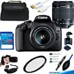 EOS 2000D (Rebel T7) Digital SLR Camera with 18-55mm is II Lens Kit (Black) – Advanced Accessories Bundle
