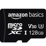 Amazon Basics – 128GB microSDXC Memory Card with Full Size Adapter, A2, U3, read speed up to 100 MB/s