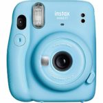 Fujifilm Instax Mini 11 Instant Camera + Fujifilm Instax Mini Twin Pack Instant Film (16437396) + Single Pack Rainbow Film + Case + Travel Stickers (Sky Blue)