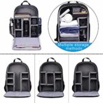 CADeN Camera Backpack Bag with Laptop Compartment 15.6″ for DSLR/SLR Mirrorless Camera Waterproof, Camera Case Compatible for Sony Canon Nikon Camera and Lens Tripod Accessories Black