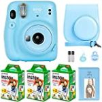 Fujifilm Instax Mini 11 Camera with Fujifilm Instant Mini Film (60 Sheets) Bundle with Deals Number One Accessories Including Carrying Case, Selfie Lens, Photo Album, Stickers (Sky Blue)