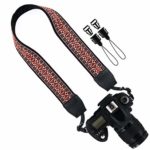 Wolven Vintage Jacquard Weave Camera Neck Shoulder Strap Belt Compatible with All DSLR/SLR/Digital Camera (DC)/Instant Camera/Polaroid etc, Orange Aztec