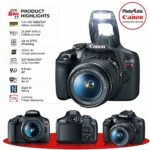 Canon EOS Rebel T7 Digital SLR Camera with EF-S 18-55mm f/3.5-5.6 is STM Lens + 64GB Memory Card + Wide Angle and Telephoto Lens + Video Tripod + Extra Battery and Charger + Remote + Slave Flash