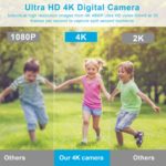 4K Digital Camera, Video Camera 48MP Camcorder WiFi YouTube Camera for Vlogging 3.5 inch Touch Screen 16 X Digital Zoom Vlog Camera with Wide Angle Lens