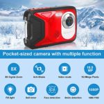 Digital Camera for Kids, Mini Waterproof Cameras with 2.8″ LCD Screen, 1080P 16.0 MP Rechargeable Point and Shoot Camera, Compact Portable Cameras for Students,Teens,Kids,Beginner