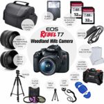 Canon EOS Rebel T7 Digital SLR Camera with 18-55mm EF-S f/3.5-5.6 is II Lens + 58mm Wide Angle Lens + 2X Telephoto Lens + Flash + 2X 32GB SD Cards + 3 Piece Filter Kit + Tripod + Full Accessory Bundle
