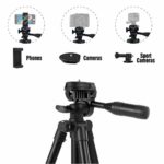 Polarduck Camera Mount Phone Tripod Stand: 42-Inch 106cm Lightweight Travel Tripod for iPhone with Remote & Phone Holder & GoPro Adapter Compatible with iPhone & Android Cell Phone | Matte Black