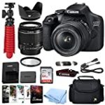 EOS Rebel 2000d DSLR Camera Bundle with EF-S 18-55mm f/3.5-5.6 is II Lens + Gadget Case + Sandisk 64gb Ultra Memory Card + Photo Software Suite + Accessory Kit + Rtech Digital Cloth.