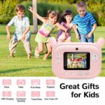 Instant Print Camera for Kids, Girls Zero Ink Print Photo Selfie Video Digital Camera with Paper Film, 3-12 Years Old Children Mini Learning Toy Camera Gifts for Birthday Holiday Travel (Pink)