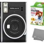 Fujifilm Instax Mini 40 Instant Camera with Fujifilm Instant Mini Film (20 Sheets) Bundle with Deals Number One Microfiber Cleaning Cloth (Black)