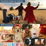 4K Video Camera Camcorder,48MP 60FPS 18X Zoom Vlogging Camera for YouTube with Fill Light Handheld Stabilizer Lens Hood WiFi Remote 3.0″ Rotatable Touch Screen (AF1)