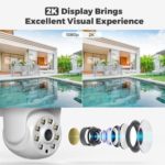 2K Security Cameras Wireless Outdoor – 3MP WiFi Home Security Camera System 360 Pan Tilt 360°View, Motion Detection and Siren, Full Color Night Vision, IP66, 2-Way Audio, SD Card Storag (White)