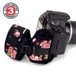 USA GEAR Professional Camera Grip Hand Strap with Floral Neoprene Design and Metal Plate – Compatible with Canon , Fujifilm , Nikon , Sony and more DSLR , Mirrorless , Point & Shoot Cameras