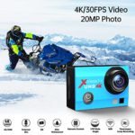 4K 20MP Action Camera 131FT Waterproof Underwater Camera with Dual Microphone, EIS, WiFi, Remote Control, Sports Cam with 2 Batteries and Mounting Accessories Kit (Blue)