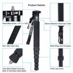 SIRUI AM-306M Camera Monopod, 6-Section 15.6-61.4 inches Aluminum Alloy Extendable Compact Lightweight Portable Travel Monopod for DSLR Cameras Canon Sony, Payload 17.6 lbs/8kg
