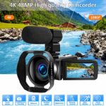 4K Video Camera Camcorder with Microphone 30FPS 48MP Vlogging Camera with Rotatable 3.0” Touch Screen and Time-Lapse Digital Camera IR Night Vision Webcam