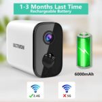 Security Camera Outdoor, Ultivon 1080P Wireless Camera Rechargable Battery Powered, IP65 Weatherproof Outdoor Camera with Motion Detection, 32FT Night Vision, Two Way Audio, SD Storage
